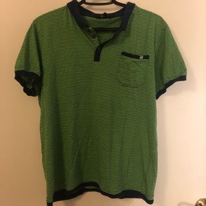 Men’s green striped polo shirt vintage
